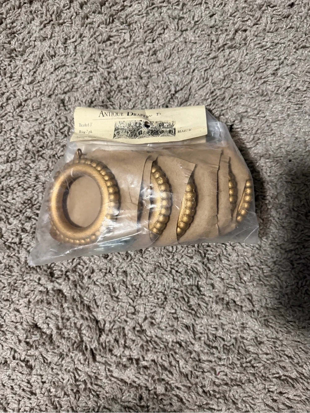 Antique Gold Wood Drapery Rings - 7 Pack x 2